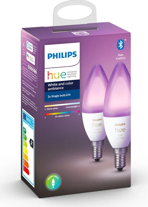 Philips Hue White and Color Ambiance LED-Bulb E14 5.3W, 2 Stück