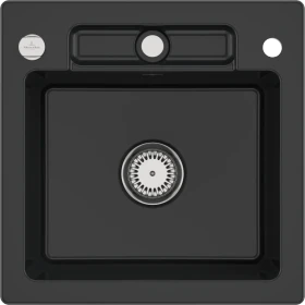Villeroy & Boch Siluet 50 S Einbau Becken mittig mit Ablauffernbedienung pure black
