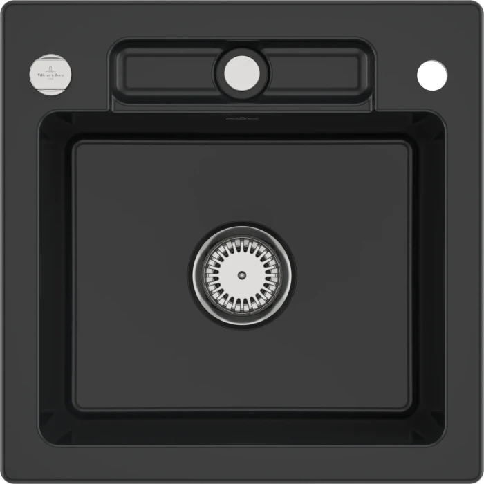 Villeroy & Boch Siluet 50 S Einbau Becken mittig mit Ablauffernbedienung pure black