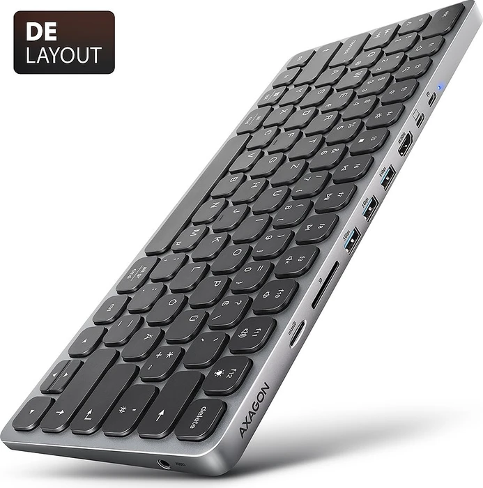 Axagon 9in1 Keyboard Hub, Docking Station mit Tastatur