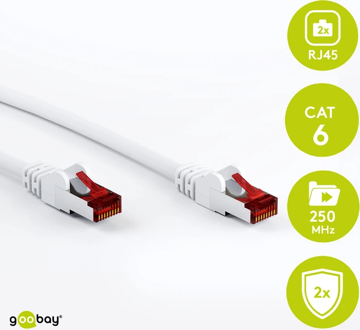 goobay Patchkabel, Cat6, S/FTP, RJ-45/RJ-45, 7.5m, weiß