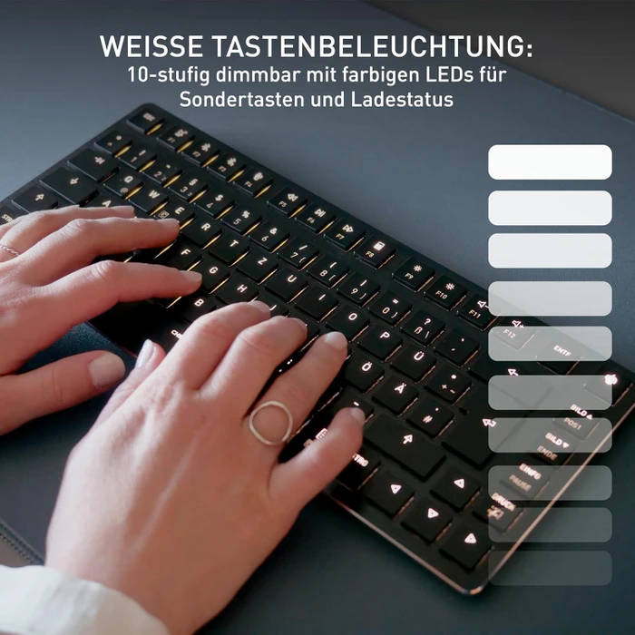 Cherry KW X ULP 2.0 Mini, schwarz, LEDs weiß, MX ULP Tactile, USB/Bluetooth, DE