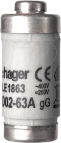 Hager Sicherungseinsatz D02 E18 63A 400V gG mit Kennmelder, Nennspannung 400 V , 250 V
