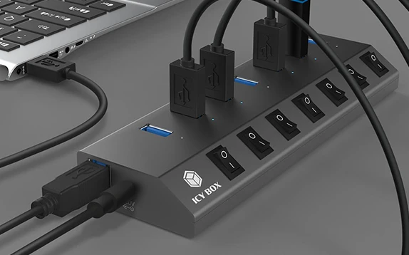 RaidSonic Icy Box IB-HUB1701-C3 USB-Hub, 7x USB-A 3.0, USB-B 3.0 [Buchse]