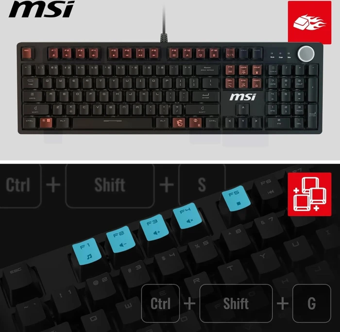 MSI FORGE GK320, LEDs RGB, hot-swap, RED Switches, USB, IT