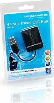 Conceptronic Travel USB-Hub, 4x USB-A 2.0, USB-A 2.0 [Stecker]