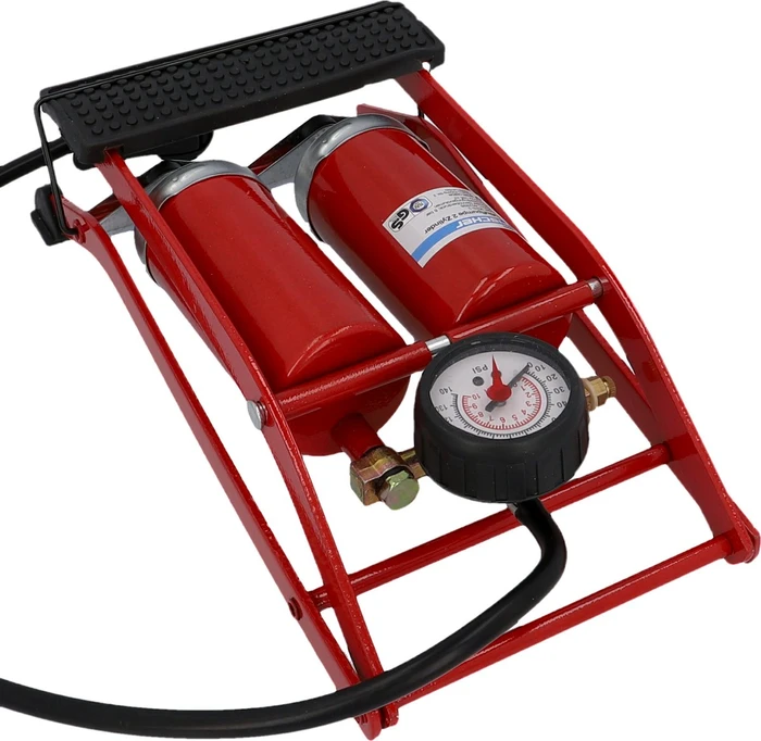 Fischer Doppelzylinder mit Manometer Fußpumpe