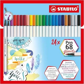 STABILO Pen 68 brush sortiert, 24er-Set, Klappbox
