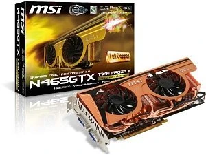 MSI GeForce GTX 465, N465GTX Twin Frozr II Golden Edition, 1GB GDDR5, 2x DVI, Mini HDMI