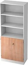 Hammerbacher Schrank 5OH V6770, Streifengriff, weiß/nussbaum, Aufbewahrungskombination