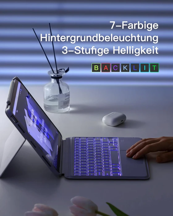 Inateck Abnehmbare Tastatur für iPad Air 4/iPad Air 5/iPad Air 6/iPad Pro 11", violett, DE