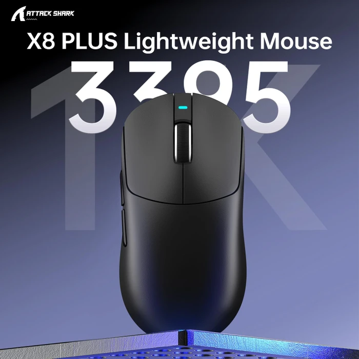 Attack Shark X8 Plus Tri-mode Wireless Gaming Mouse, schwarz, USB/Bluetooth