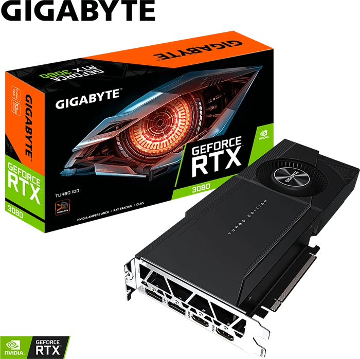 GIGABYTE GeForce RTX 3080 Turbo 10G (Rev. 2.0) (LHR), 10GB GDDR6X, 2x HDMI, 2x DP