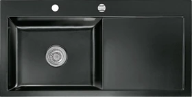 systemceram Mera 100 SL F Einbau Becken links mit Ablauffernbedienung nero