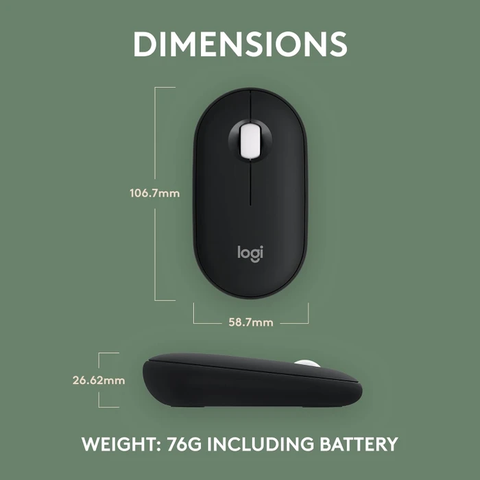 Logitech M350s Pebble Mouse 2 schwarz, Logi Bolt, USB/Bluetooth
