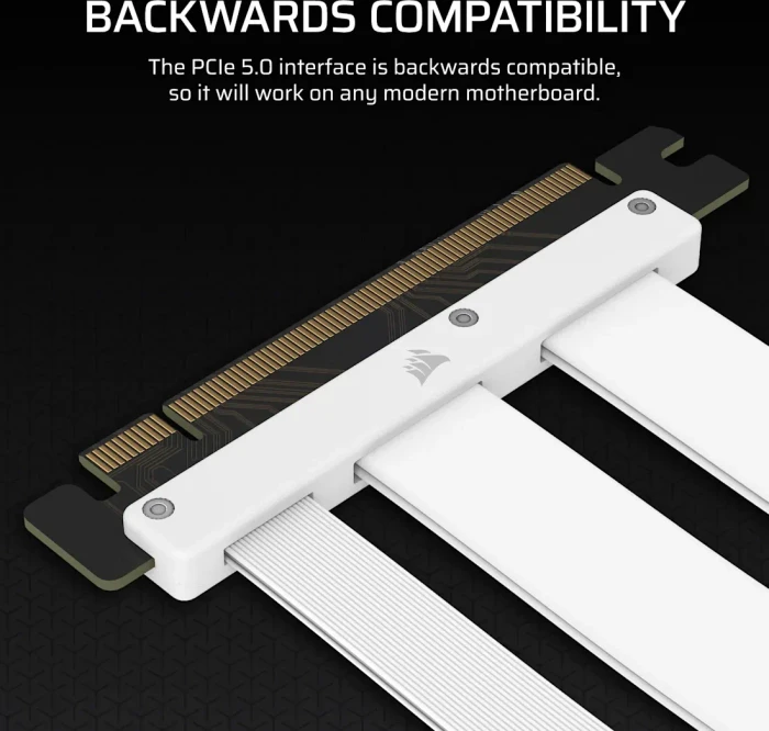 Corsair Premium Riser-Kabel, gewinkelt, PCIe 5.0, 175mm, weiß