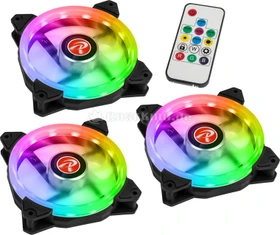 Raijintek Iris 12 Rainbow A-RGB, LED-Steuerung, Fernbedienung, 120mm, 3er-Pack