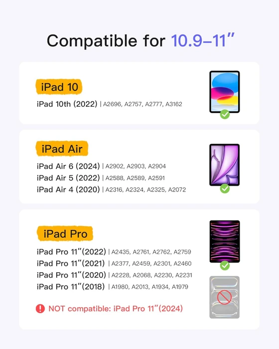 Inateck Superleicht Tastatur Hülle für iPad Air 6 11"/iPad Air 5/iPad 10/iPad Pro 11", schwarz, UK