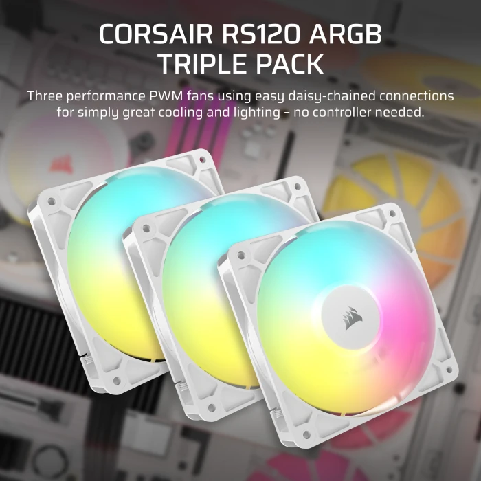 Corsair RS Series RS120 Reverse ARGB, weiß, 120mm, 3er-Pack