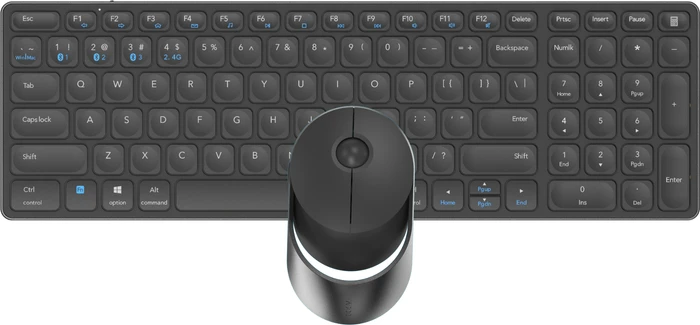 Rapoo 9750M Multi-mode Wireless Ultra-slim Advanced Desktop Set dunkelgrau, USB/Bluetooth, DE (00215379)