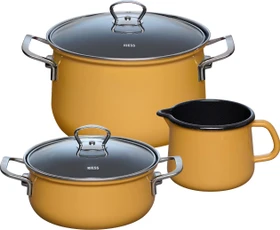 Riess Emaille Nouvelle Pur orange Starter Topf-Set, 3-tlg.