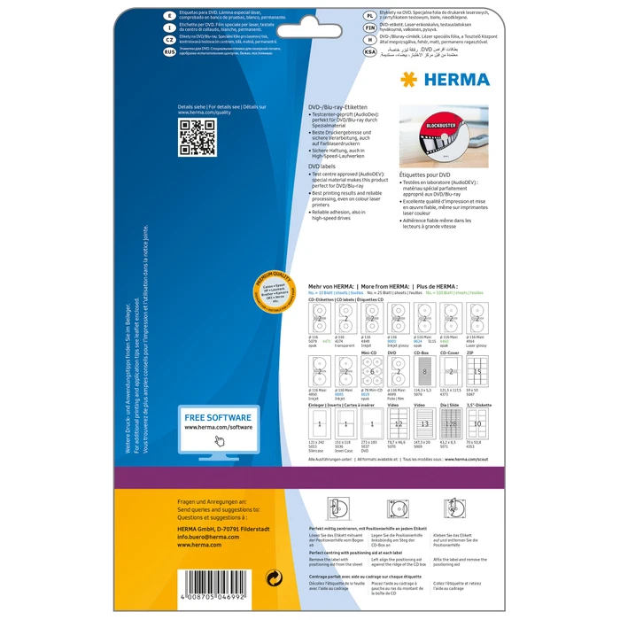 Herma Folienetiketten, 116mm, transparent, matt, 25 Blatt (50 Etiketten)