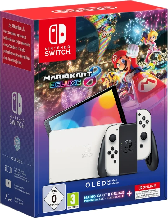 Nintendo Switch OLED - Mario Kart 8 Deluxe Bundle schwarz/weiß