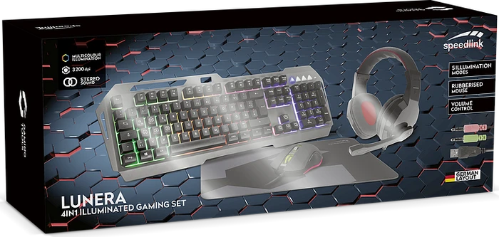Speedlink Lunera 4in1 Illuminated Gaming Set, schwarz, USB, DE