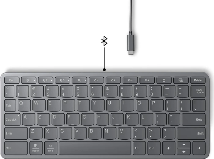 Lenovo Wireless Multi-Device Keyboard, Luna Grey, USB/Bluetooth, US