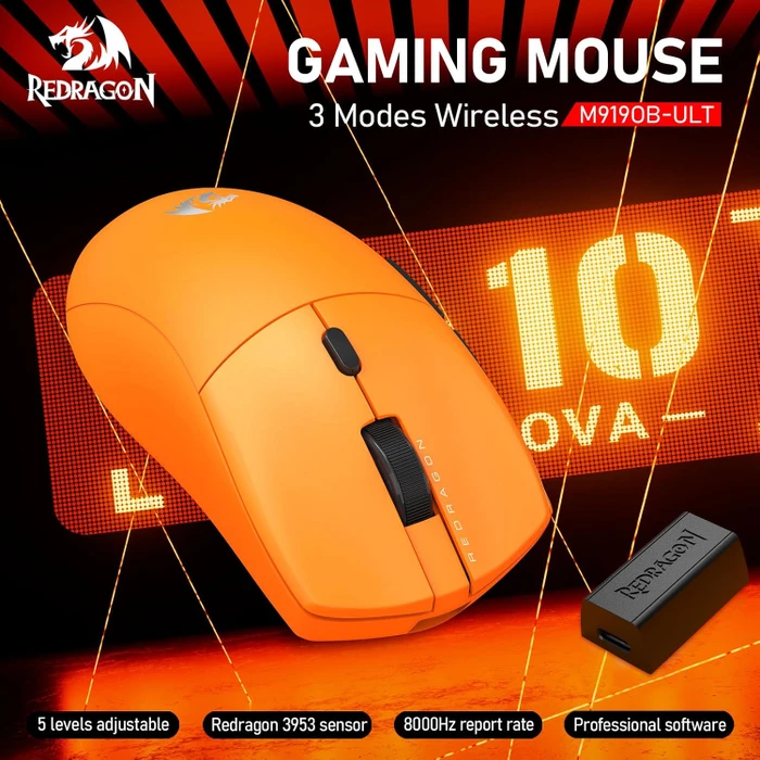 Redragon M919 SPARDA Ultra 8K Wireless Gaming Mouse orange, USB/Bluetooth