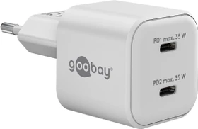 Wentronic Goobay USB-C PD GaN Dual-Schnellladegerät Nano 35W weiß