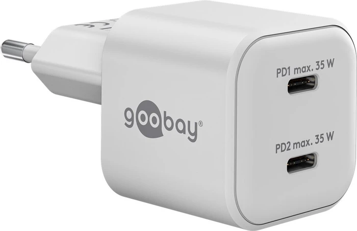 Wentronic Goobay USB-C PD GaN Dual-Schnellladegerät Nano 35W weiß