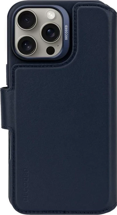 Decoded Leather Detachable Wallet Case für Apple iPhone 16 Pro Max navy blue
