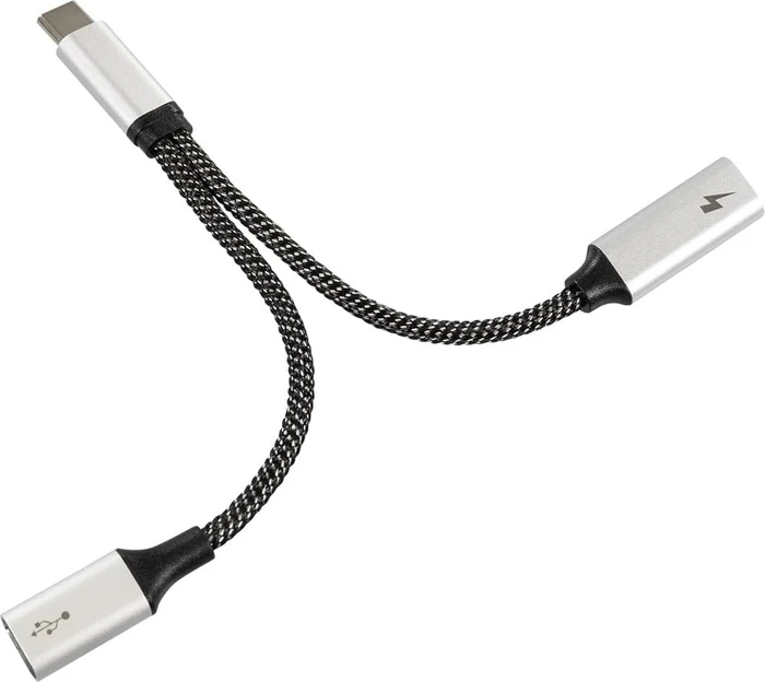 Maxtrack USB-C Splitter Y-Kabel, 60W, USB-C [Stecker] auf 2x USB-C [Buchse], 0.15m, schwarz/silber