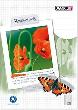 Landré Recycling Schulheft, A4, Lineatur 28, 16 Blatt