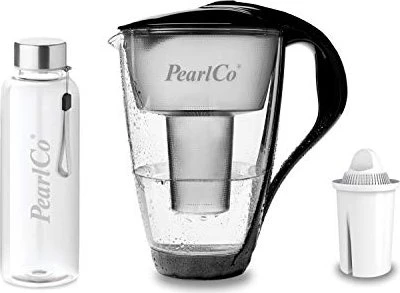 PearlCo Glas Tischwasserfilter inkl. Kartusche Classic Universal schwarz