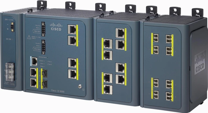 Cisco IE 3000 LAN Base Industrial Railmount Managed Switch, 4x RJ-45, 2x RJ-45/SFP, 2x Erweiterungsslot