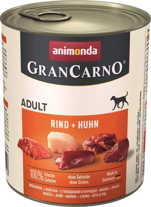 animonda GranCarno Dose Fleisch pur Adult Rind und Huhn, 4.80kg (6x 800g)