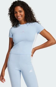 adidas Essentials 3-Streifen Slim Baby T-Shirt kurzarm glow blue/white (Damen)