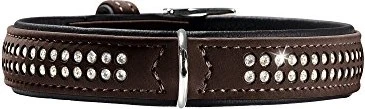 Hunter Softie Deluxe Hundehalsband, Kunstleder, glitzernde Strasssteine, 35 XS, braun