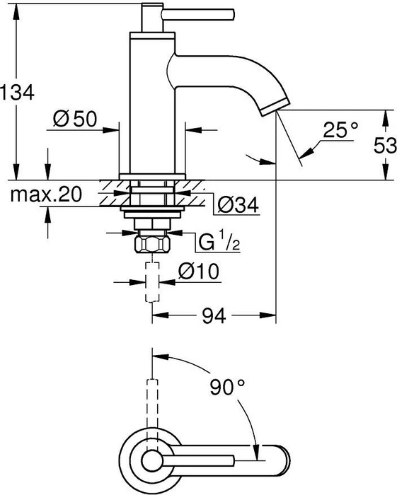 Grohe Atrio Standventil 1/2" hard graphite gebürstet