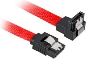 Sharkoon Sleeve Kabel SATA 6Gb/s, 0.45m, rot, gewinkelt mit Arretierung