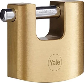Yale Y114B/70 Messing Blockhangschloss, Vorhängeschloss