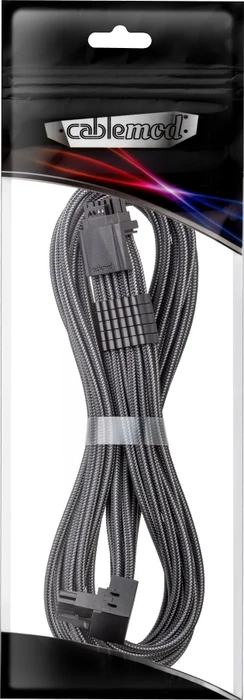 CableMod Universal Pro ModMesh, 12V-2x6 Kabel, StealthSense, natives 12V-2x6 Kabel, 1x 16-Pin PCIe 5.1 Stecker auf 16-Pin PCIe 5.1 Stecker, 90°, Variante A, carbon, 60cm