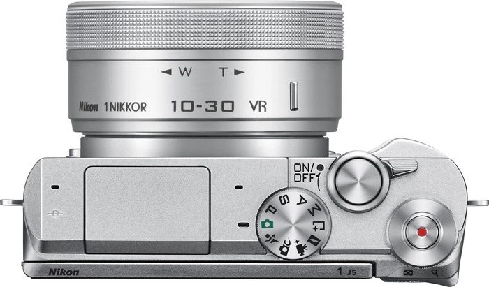 Nikon 1 J5 weiß mit Objektiv 1 NIKKOR 10-30mm 3.5-5.6 PD-Zoom VR