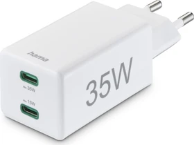 Hama Schnellladegerät 2x USB-C PD/Qualcomm Mini-Ladegerät 35W weiß
