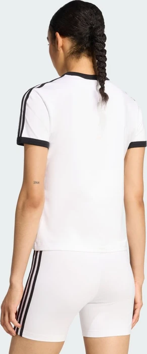 adidas 3-Streifen Slim T-Shirt kurzarm weiß/schwarz (Damen)