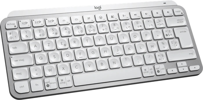 Logitech MX Keys Mini for Business, LEDs weiß, Logi Bolt, Pale Gray, weiß/grau, USB/Bluetooth, FR