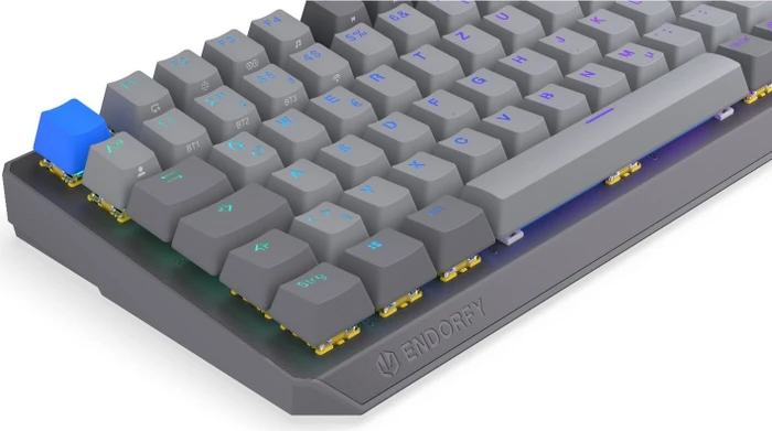 Endorfy Thock V2 75% Wireless, PBT, grau, LEDs RGB, hot-swap, Endorfy YELLOW, USB/Bluetooth, DE