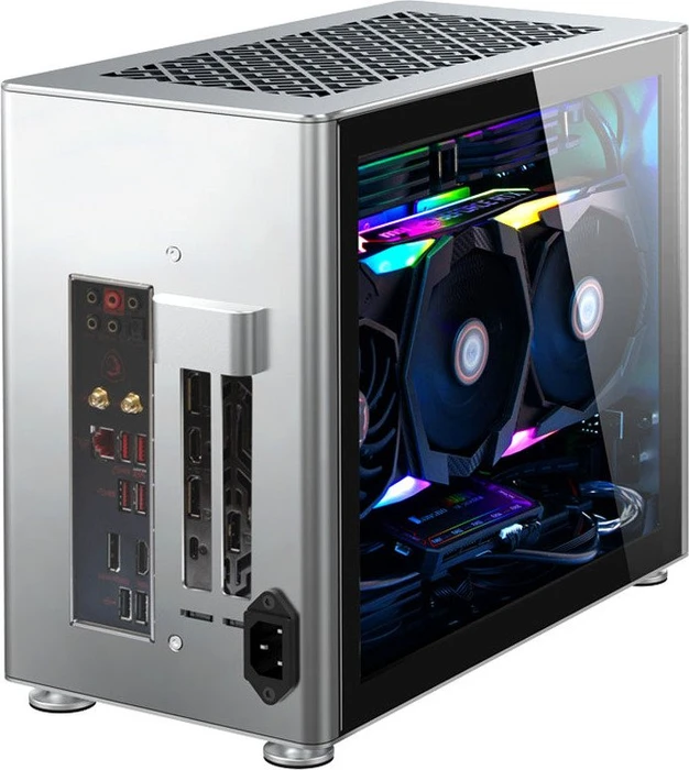 Jonsbo A4, silber, Glasfenster, Mini-ITX